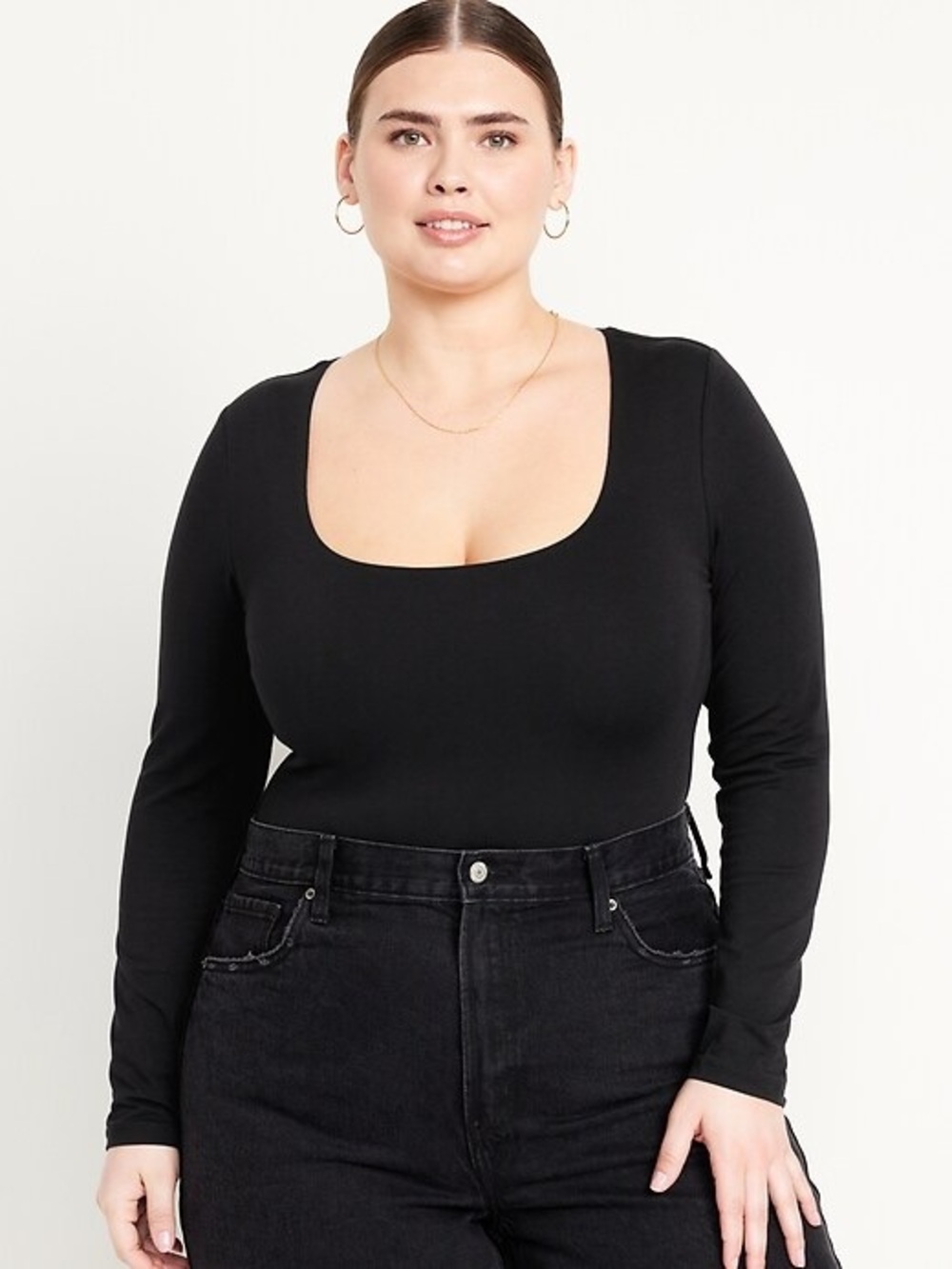 Old Navy Black Scoop-Neck Long Sleeve Bodysuit